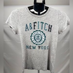 Abercrombie & Fitch Heather Gray Graphic Baby Tee Y2K-Era